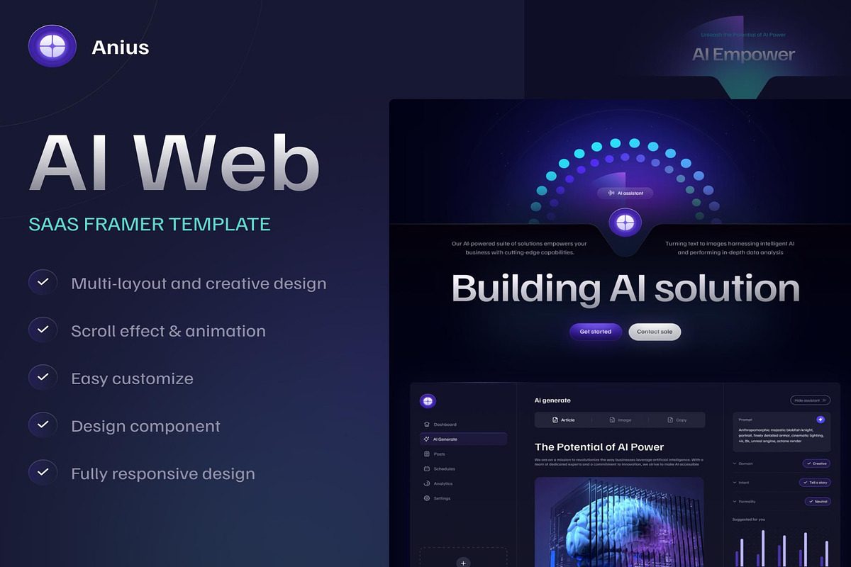 Anius SaaS StartupAI WebsiteTemplate, an UI Kit Template by Lumina_ui_ux202 (Photo 1 of 6)
