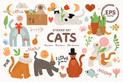 Cat stickers. Vector set. + Pattens., a Pattern Graphic by anna khramtsova (Thumbnail 1 of 14)