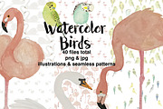 Watercolor Birds, a Pattern Graphic by Valeri Nick (Thumbnail 1 of 6)