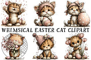 Whimsical Easter Cat Clipart, an Illustration by OK Design (Thumbnail 2 of 6)