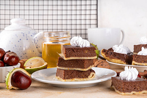 Homemade autumn taste chestnut pie bars, a Food & Drink Photo by Rimma
