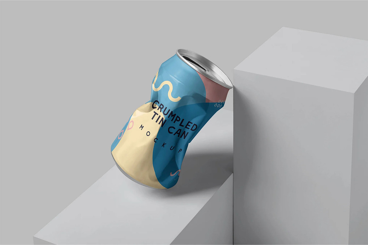 Crumpled Can Mockups, a Cups & Container Mockup by megostudi0 (Photo 5 of 6)