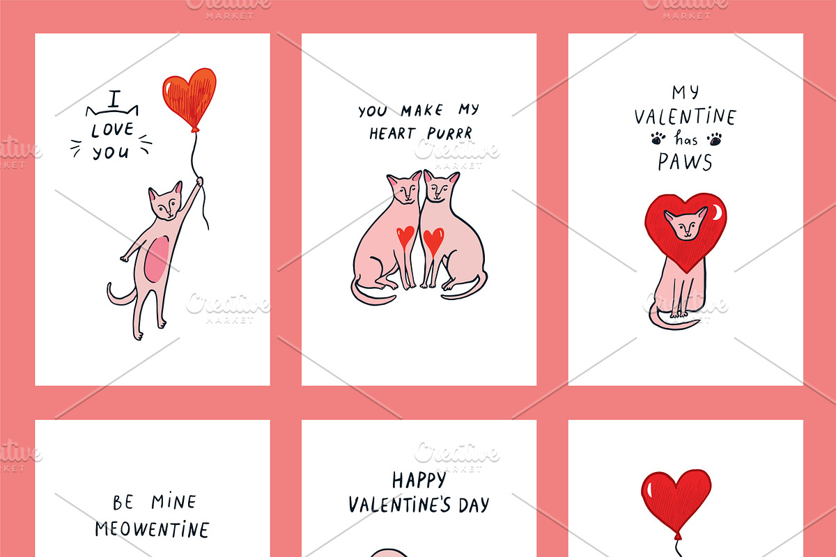 Valentine's Day Sphinx Hairless Cats, an Animal Illustration by GooseFrol (Photo 3 of 12)