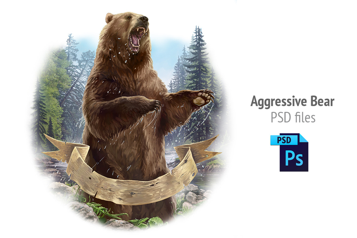 Aggressive bear, an Animal Illustration by Countryside life (Photo 1 of 5)