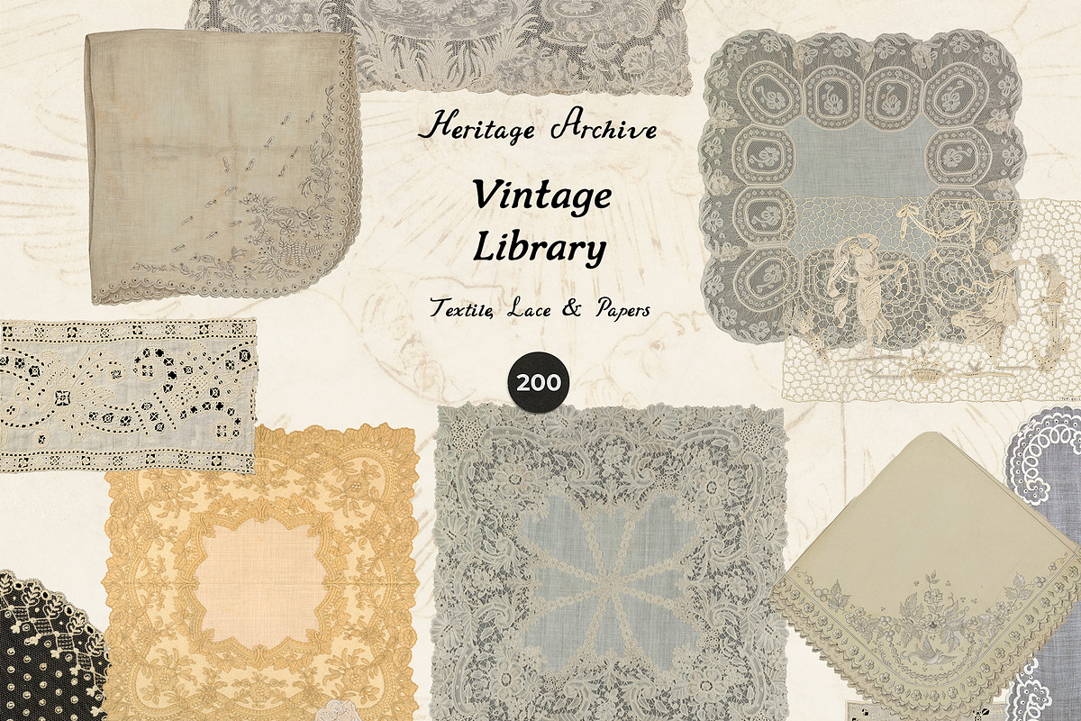 VINTAGE LIBRARY Textile, Lace, Paper, an Object Graphic by Lana Elanor (Photo 10 of 14)