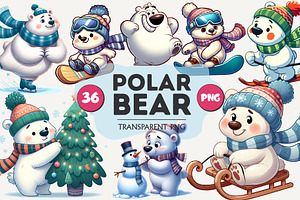 Cute Polar bear. Clipart, PNG., an Animal Illustration by KENO Mascots