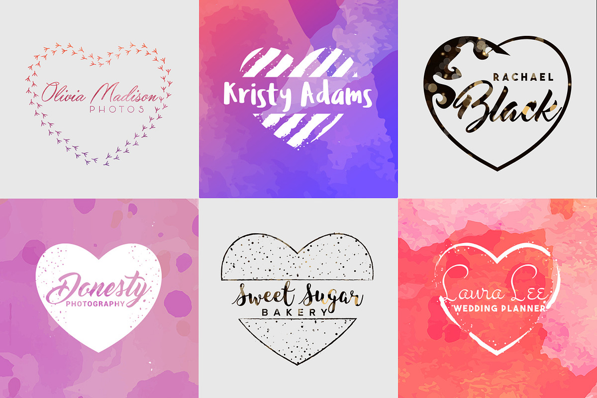 Feminine Logo Creator Kit - Hearts, a Branding & Logo Template by Pulp Creative Studios (Photo 3 of 9)