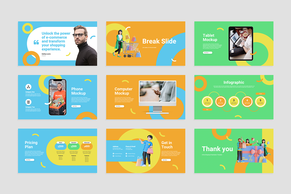 Online Shopping Google Slides, a Presentation Template by Flat Icons (Photo 6 of 7)