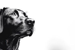 Detailed black labrador dog portrait in vintage engraved illustr, an Animal Photo by José Manuel Gelpi