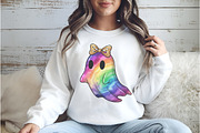 Iridescent Ghost Pumpkin PNG, an Illustration by Watercolor design (Thumbnail 4 of 4)