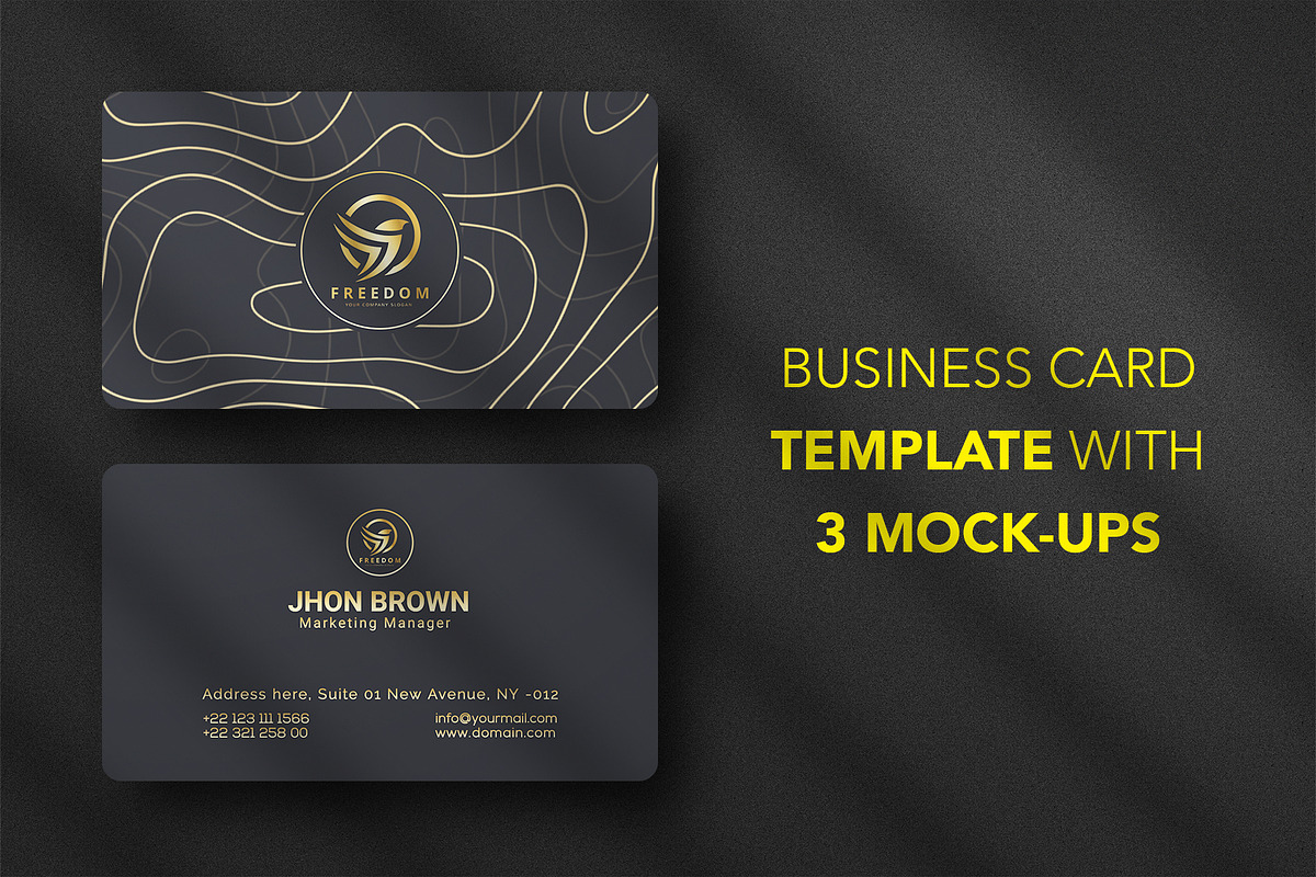 Business card Template & 3 Mock-up, a Business Card Template by Smashing_Studio (Photo 1 of 10)