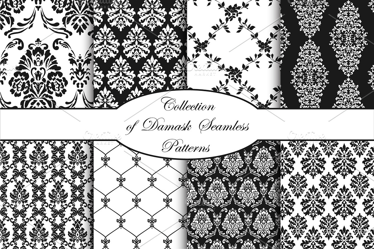 Damask vector seamless patterns, a Pattern Graphic by Alonka's Illustrations (Photo 1 of 9)