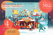 Merry Christmas cards, gift factory, a Person Illustration by WalnutBird (Thumbnail 1 of 4)