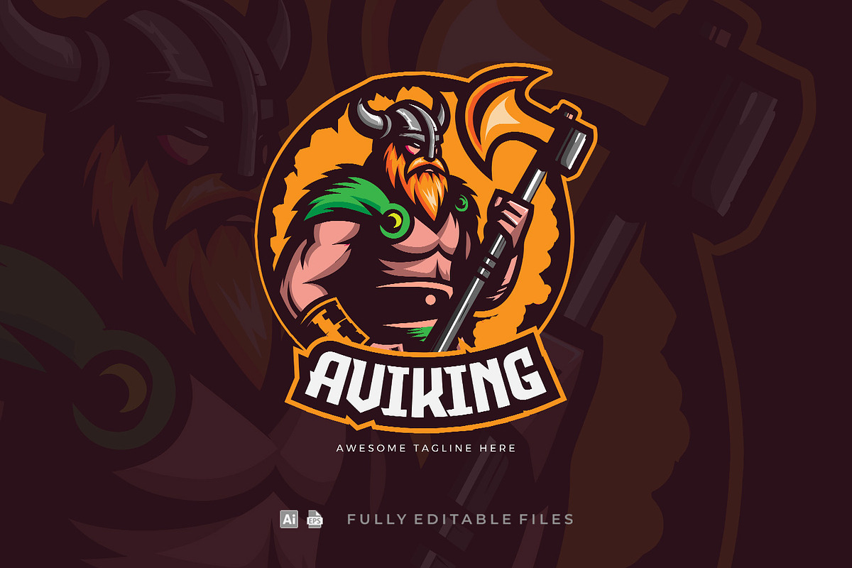Viking Axe Mascot Template, a Branding & Logo Template by Stock Shape