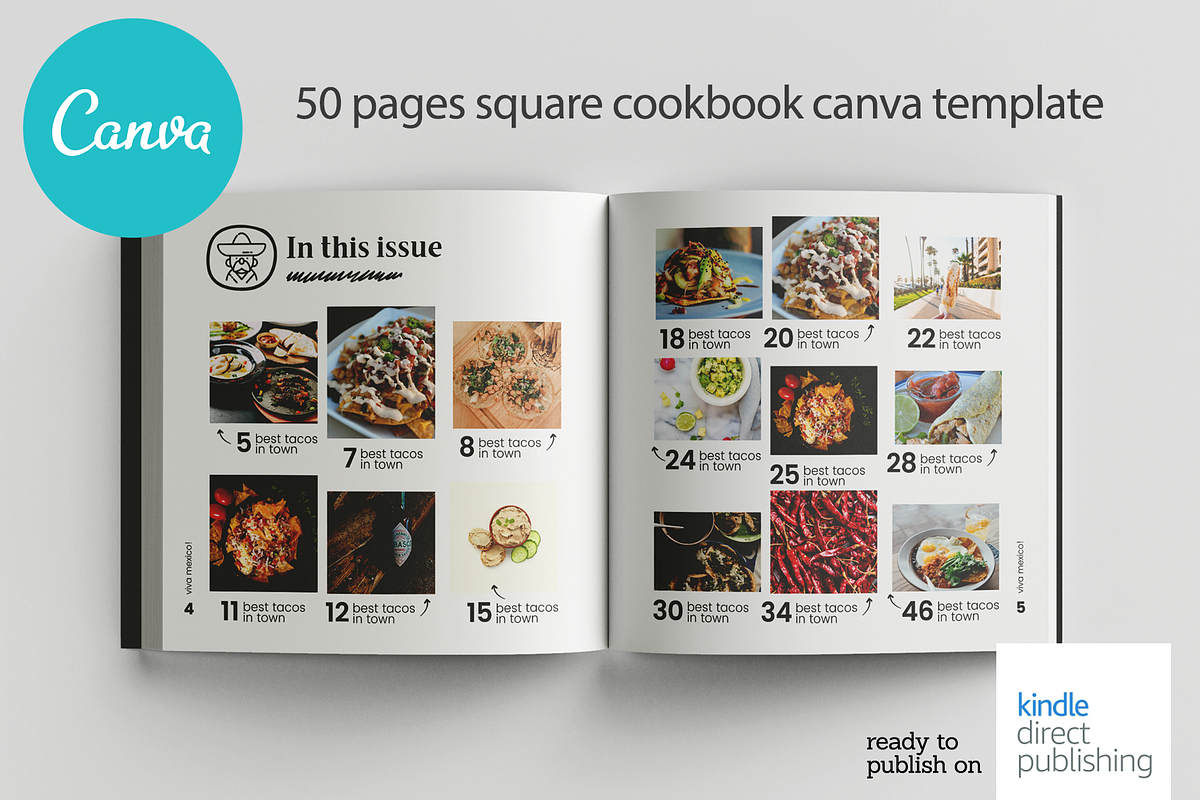 Square Mexican Recipes Canva Templat, a Magazine Template by DeLaGranSiete (Photo 4 of 14)