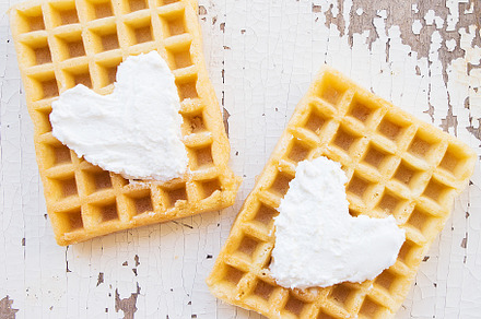 Very beautiful Belgian waffles on an old table., a Food & Drink Photo by Artsaba Family