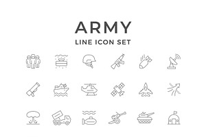Set line icons of army, an Outline Icon by motorama