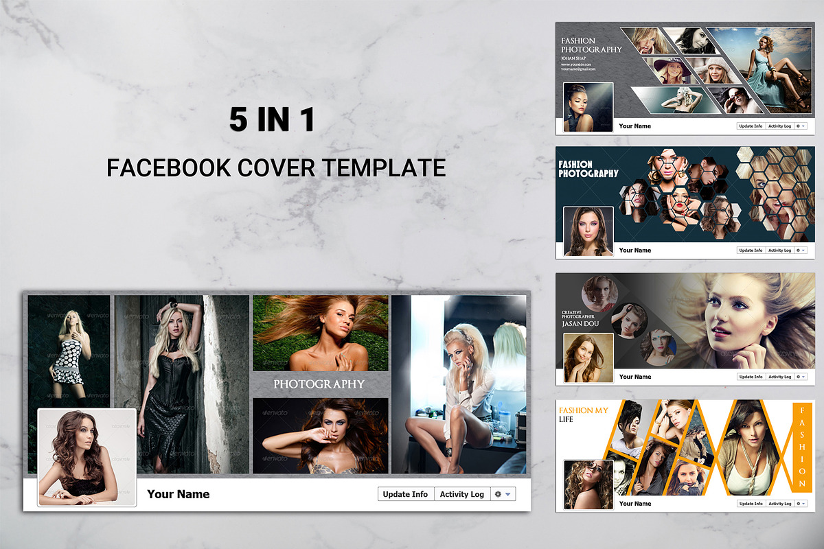 Photography facebook timeline 5 in 1, a Social Media Template by Template Shop (Photo 1 of 6)