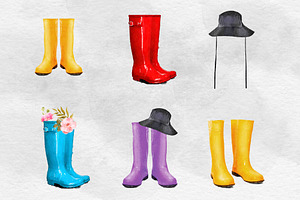 Watercolor Rain Boots Clipart