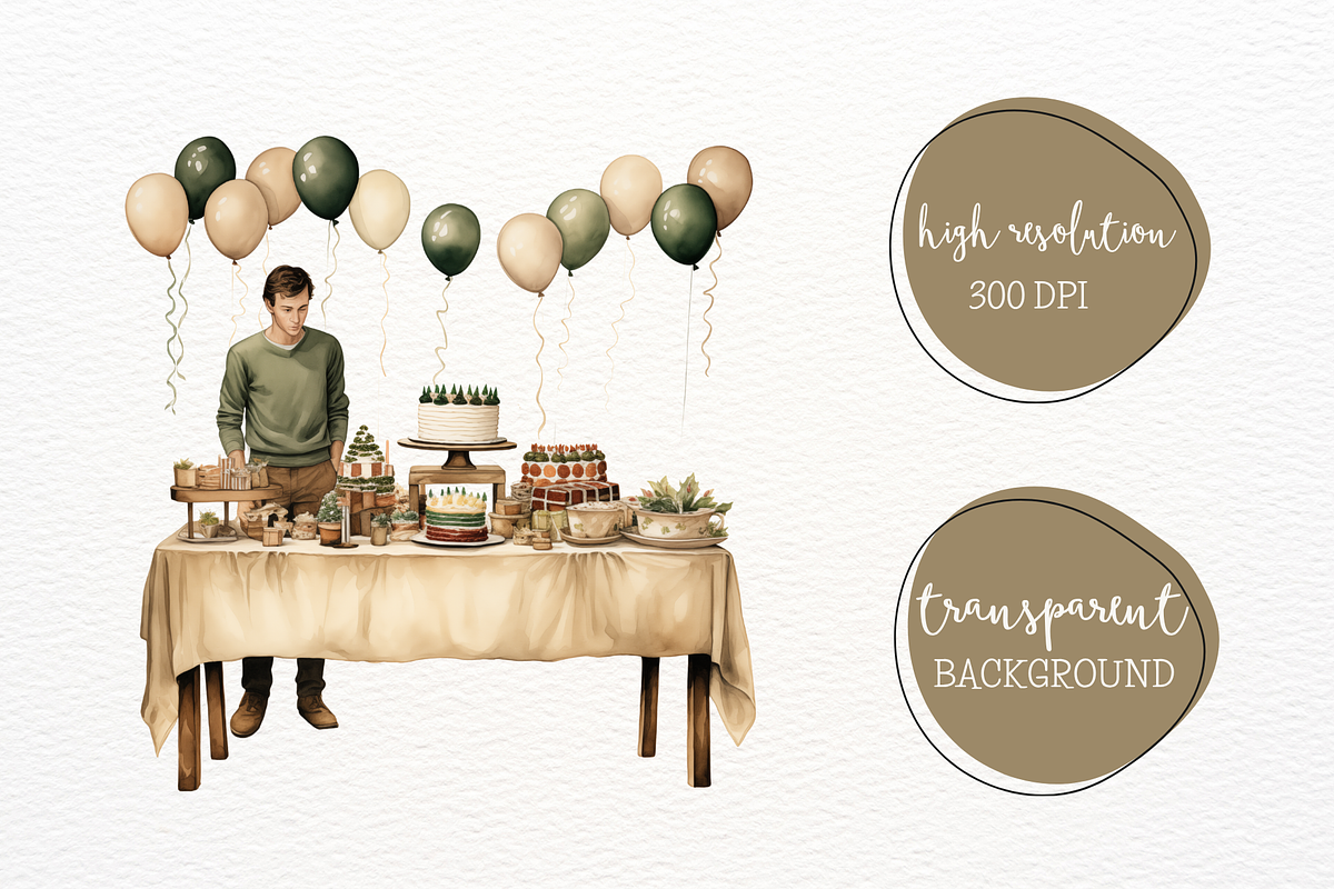 Man's Birthday Watercolor Clipart, a Decorative Illustration by Maysa Art (Photo 6 of 6)