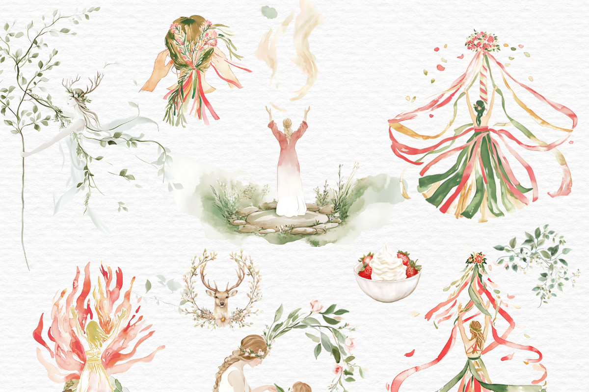 Beltane clipart, wheel of the year, a Seasonal Illustration by Invite to Clipart (Photo 4 of 6)