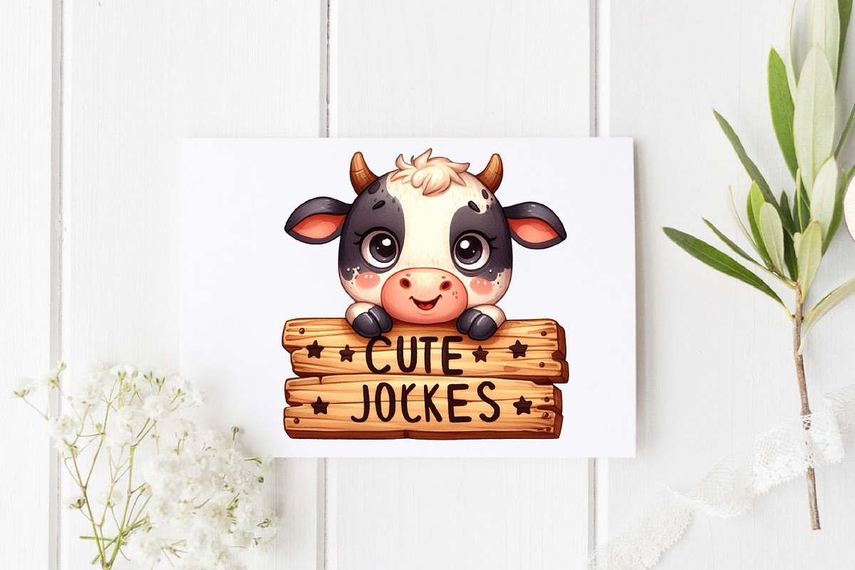Watercolor Cute Jokes Cow PNG, a Graphic by CitraGraphics (Photo 2 of 6)