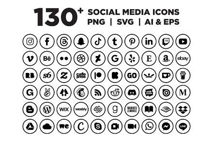 Circle Outline Social Media Icons, an Icon by Running With Foxes
