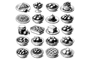 Fruit Dessert Illustration Set, an Object Graphic by nikagraphic