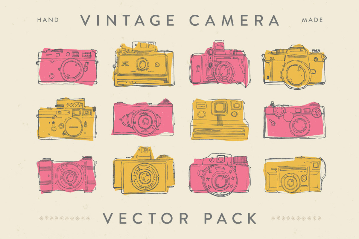 Vintage Vector Camera Pack, an Illustration by Steve Wolf Designs