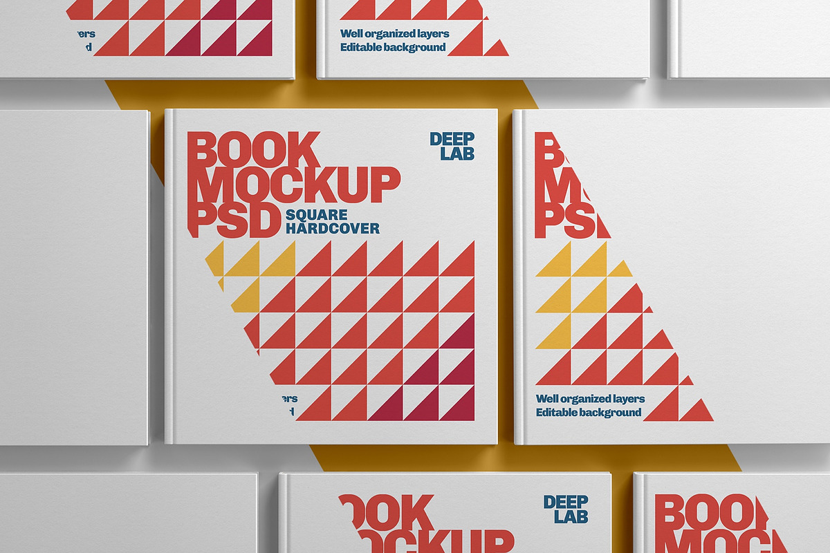 Square Book Hardcover Mockup Set, a Print Template by Deeplab (Photo 3 of 20)