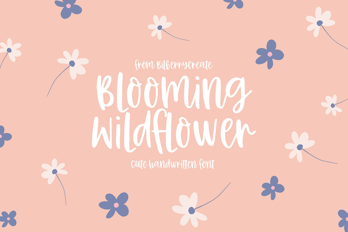Blooming wildflower cute font, a Handwritten Font by BilberryCreates (Photo 1 of 12)
