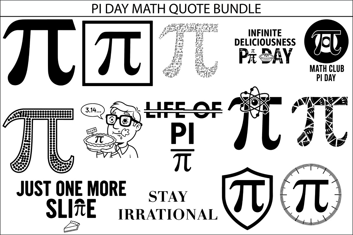Pi Day Math Quote Bundle, an Education Illustration by Designer_Momina (Photo 1 of 16)