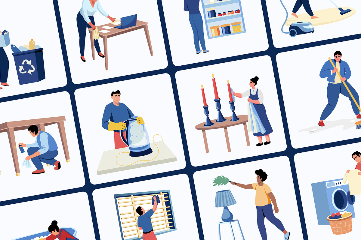 Animated Cleaning Illustration Art Set