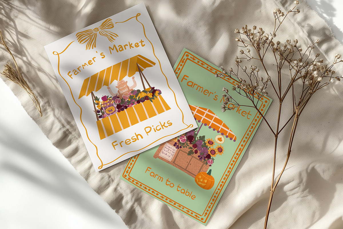 Autumn farm market Postcards Clipart, a Person Illustration by Carpet Tapete Pretzel (Photo 8 of 11)