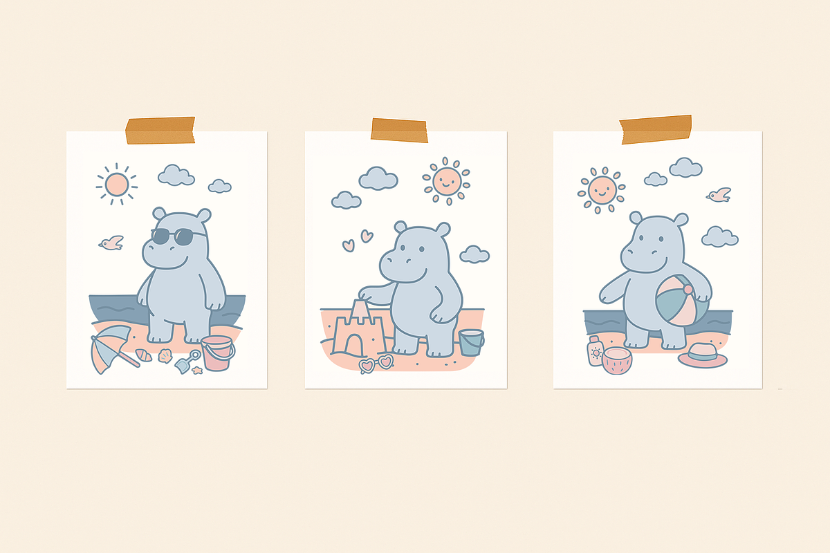 Hippo Beach Days — Clipart Bundle, an Animal Illustration by Mariia Kovalchuk (Photo 12 of 13)