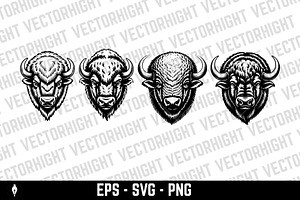 Bison or buffalo head, an Animal Illustration by Vectorhight