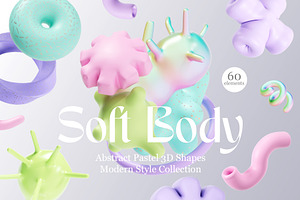 Soft Body 3D Abstract Shapes PNG