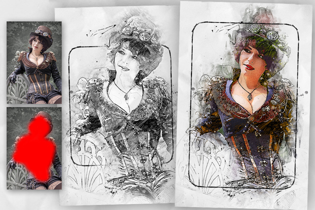 Pen Watercolor Photoshop Action, an Action Add-On by GorynArt (Photo 15 of 23)