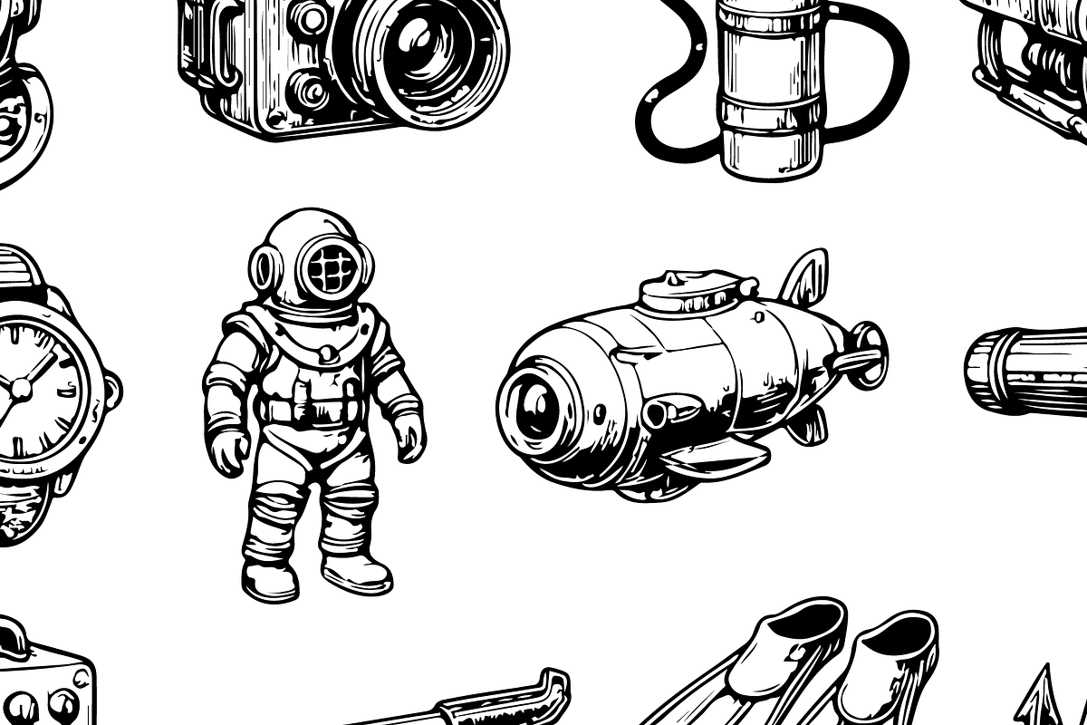 Vintage Diving Gear Set, an Object Graphic by RT Studio (Photo 4 of 4)