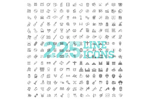 Line Arts Icons Set. 225 Icons