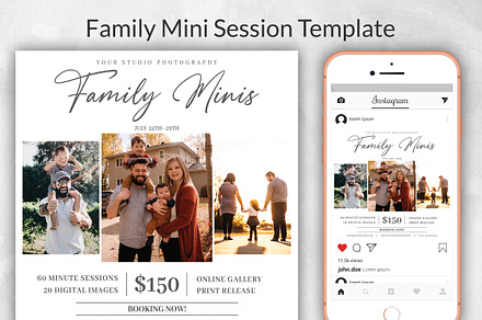Family Mini Session Template, a Card Template by Designscozy