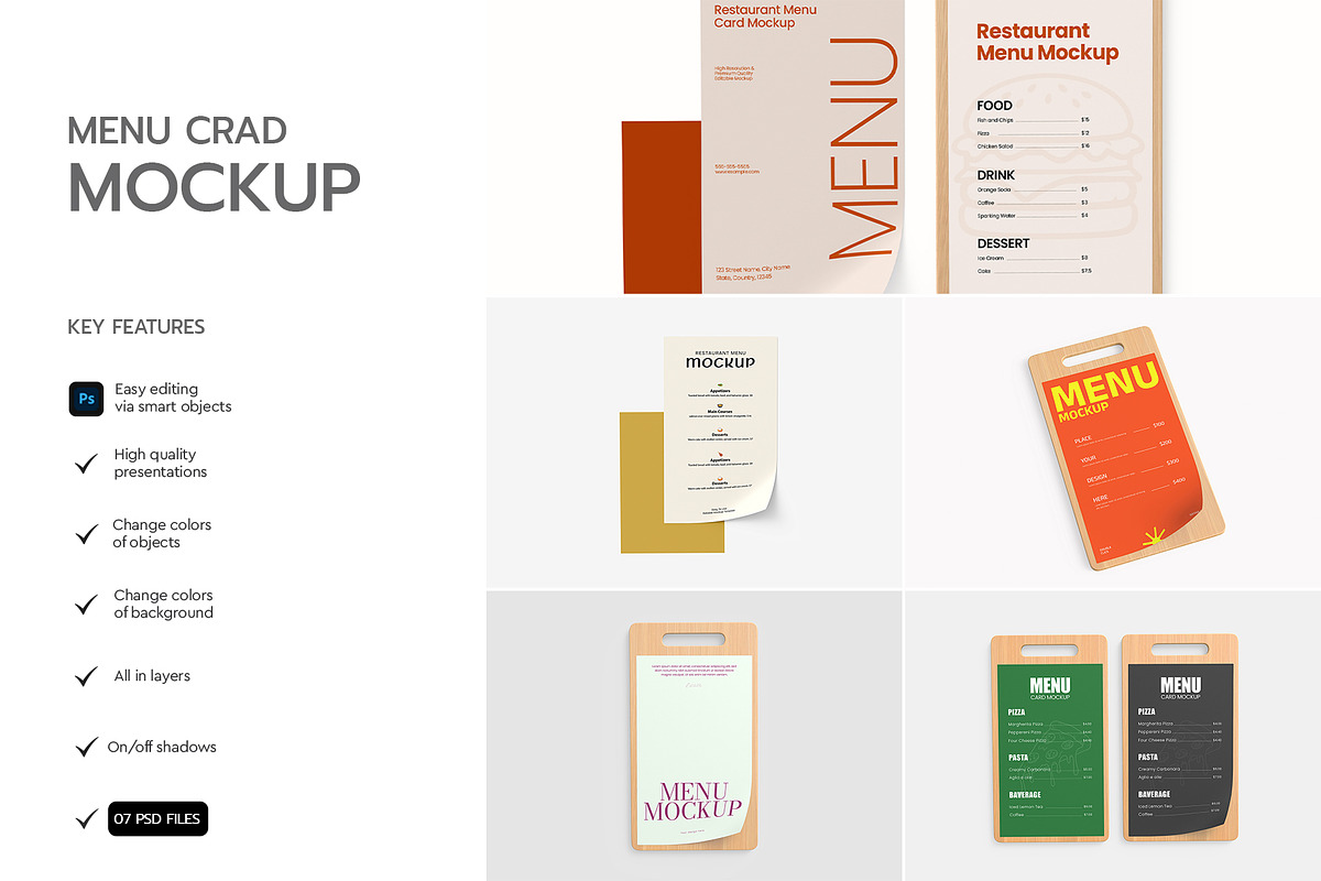 Clipboard Menu Card Mockup Bundle, an Advertising Mockup by graphypix (Photo 2 of 11)