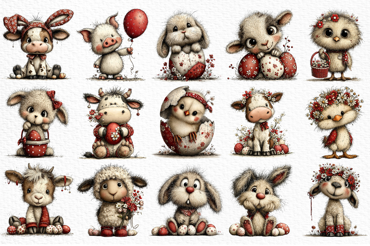 Whimsical Easter Farm Animals PNG, an Illustration by Craft Nest (Photo 3 of 11)