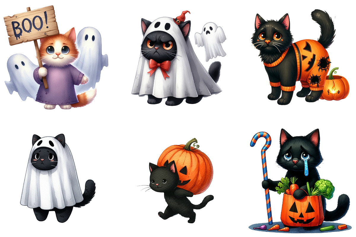 Funny Halloween Black Cat Clipart, an Illustration by DreamArtGraphic (Photo 5 of 5)