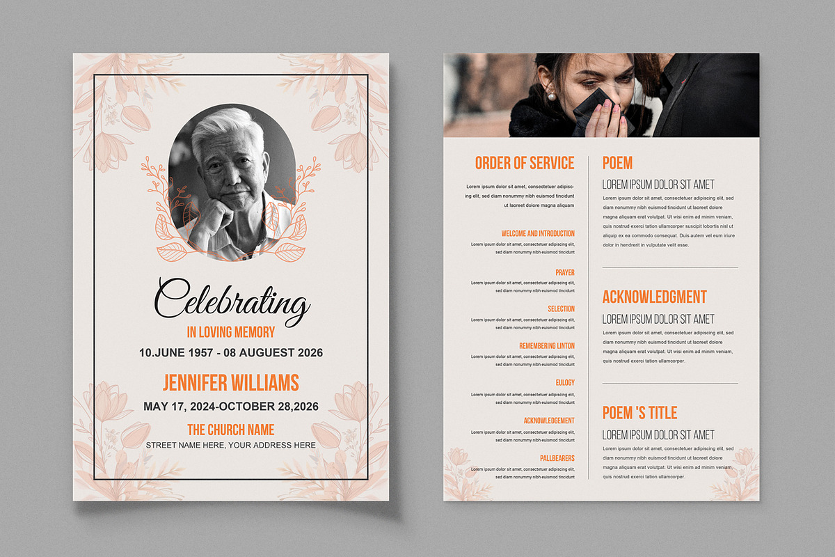 Funeral Program Template, a Stationery Template by MightyDesign (Photo 1 of 8)