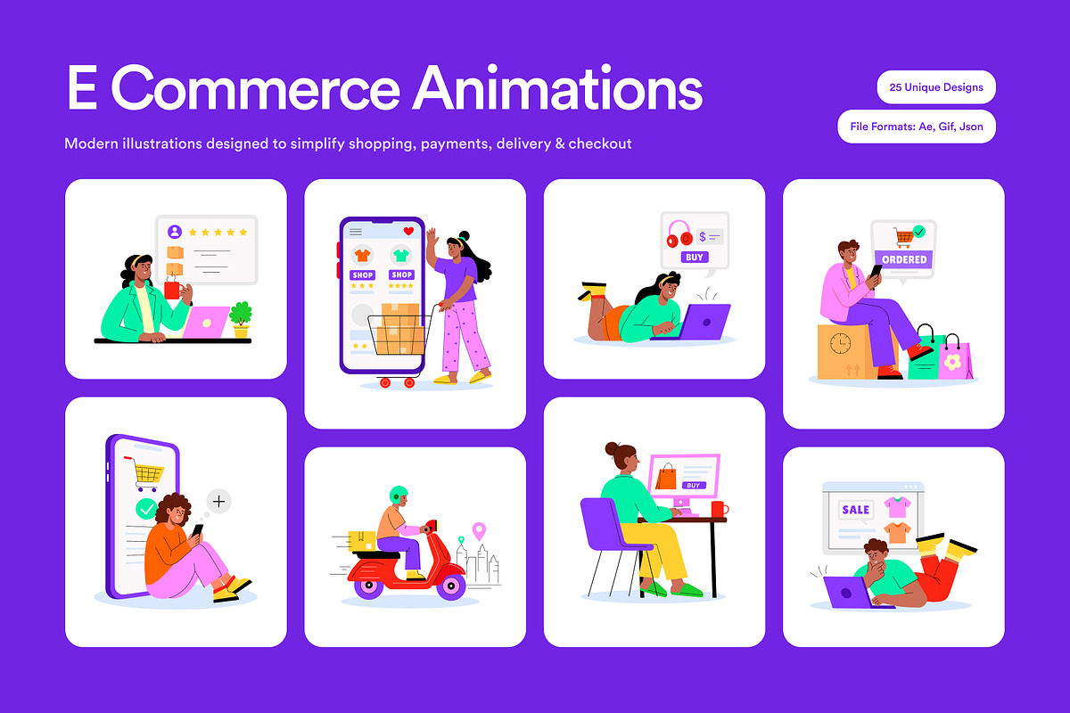 25 Animated E-commerce Illustrations, a Person Illustration by Creative Stall (Photo 1 of 4)