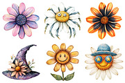 Watercolor Groovy Halloween Daisies, an Illustration by Daily.Designs (Thumbnail 3 of 5)