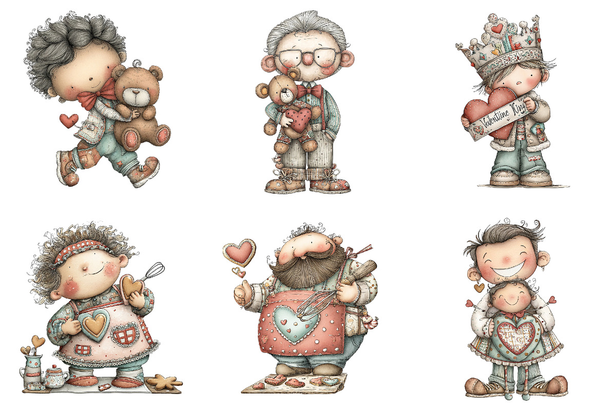 Whimsical Valentine Father Clipart, an Illustration by DreamArtGraphic (Photo 3 of 4)