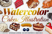 Cakes Watercolor Illustration, an Object Graphic by RMPL.std (Thumbnail 1 of 4)