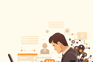 Professional working with technology and gears in a futuristic artistic style, an Illustration by AS photostudio